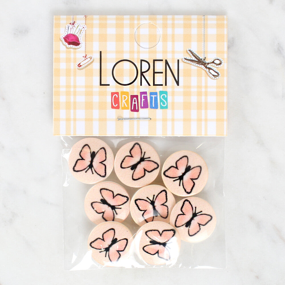 Loren Crafts 8'li Kelebek Düğme - 1213